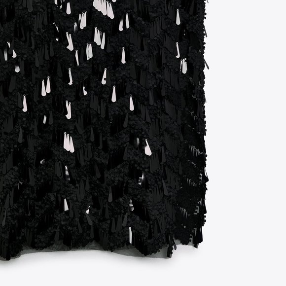Zara Black Sequin Midi Skirt - Picture 10 of 15